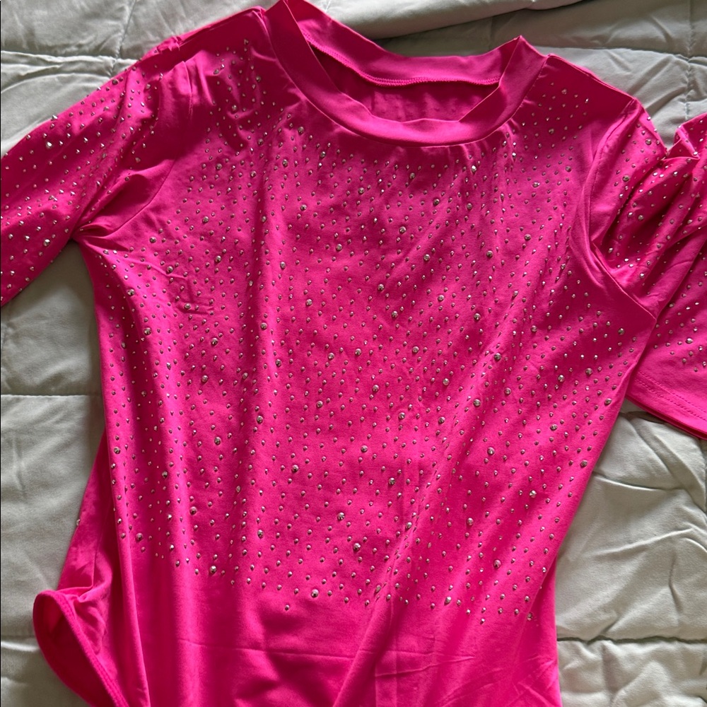 Pink Rhinestone Embellished Women's Top - Picture 8 of 8